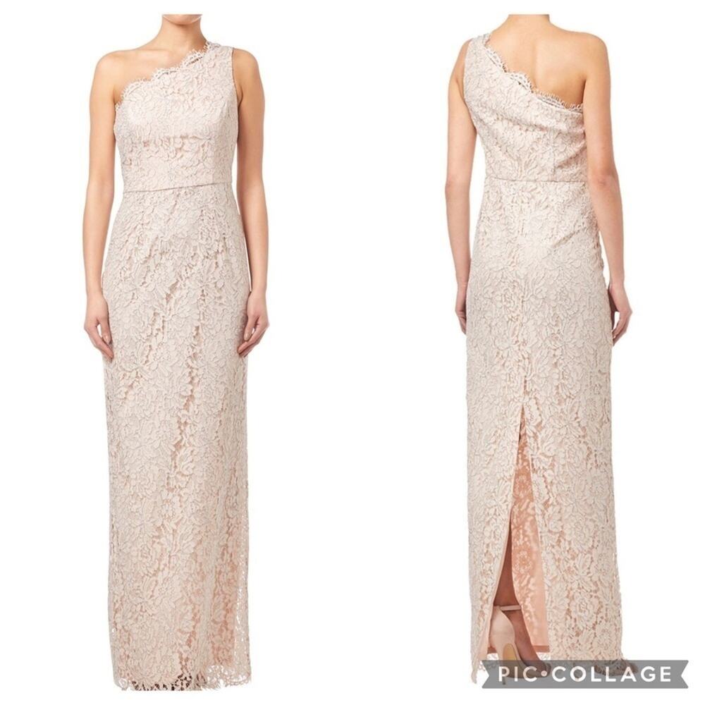 Adrianna Papell One Shoulder Lace Gown in Cream